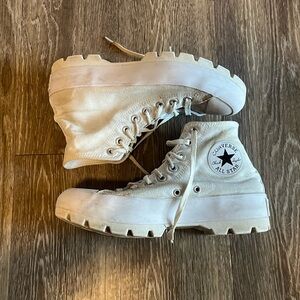 All white high top converse